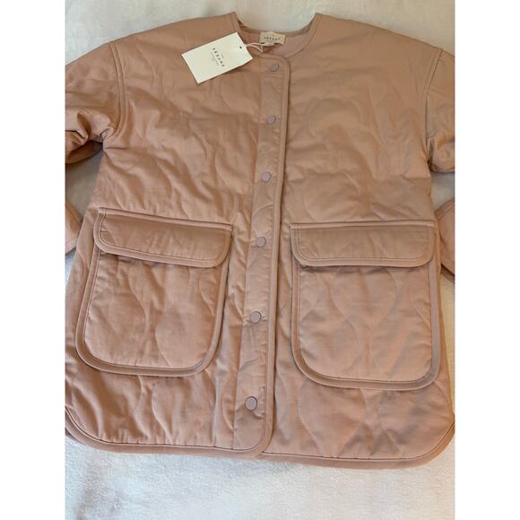 Sezane Farel Jacket Powdery Pink Quilted Jacket NWT 36 8 Barn Coat - Picture 4 of 10